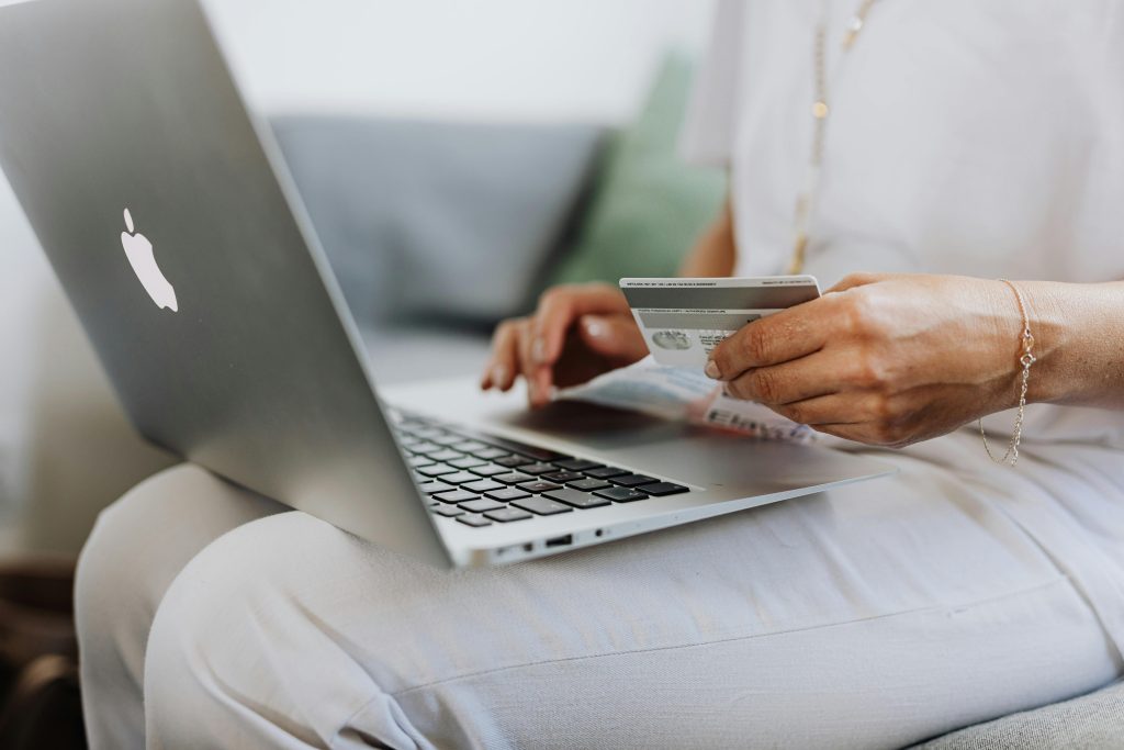 Person making an online purchase
