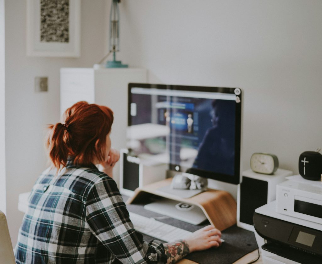 Woman working on a computer