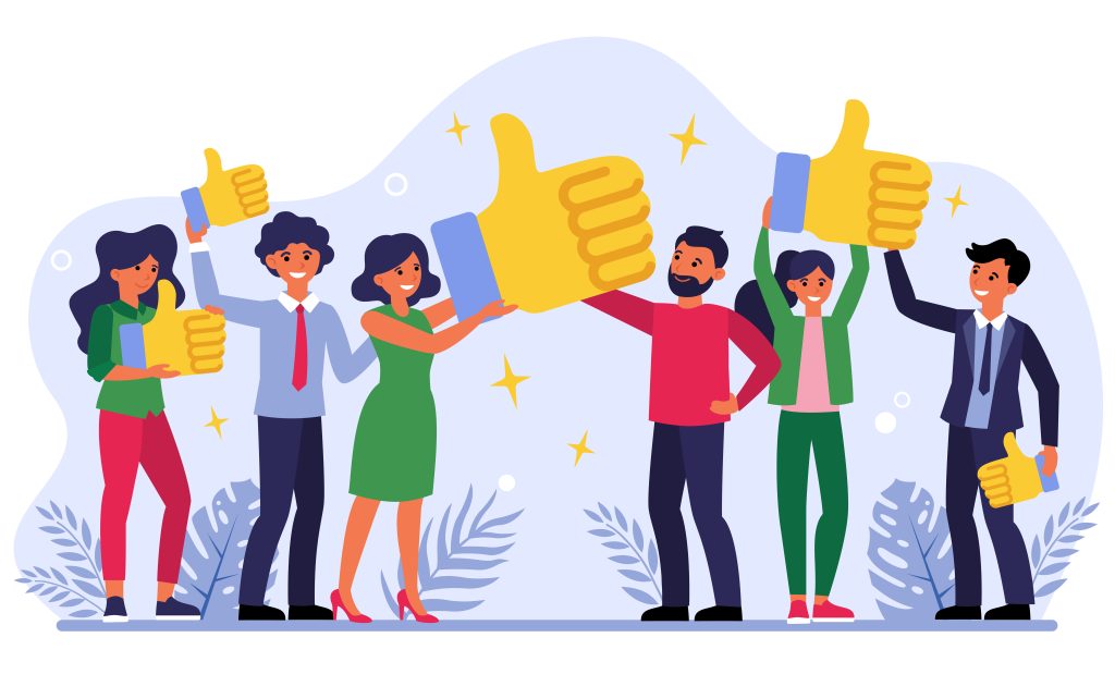 Customers giving quality feedback, illustration