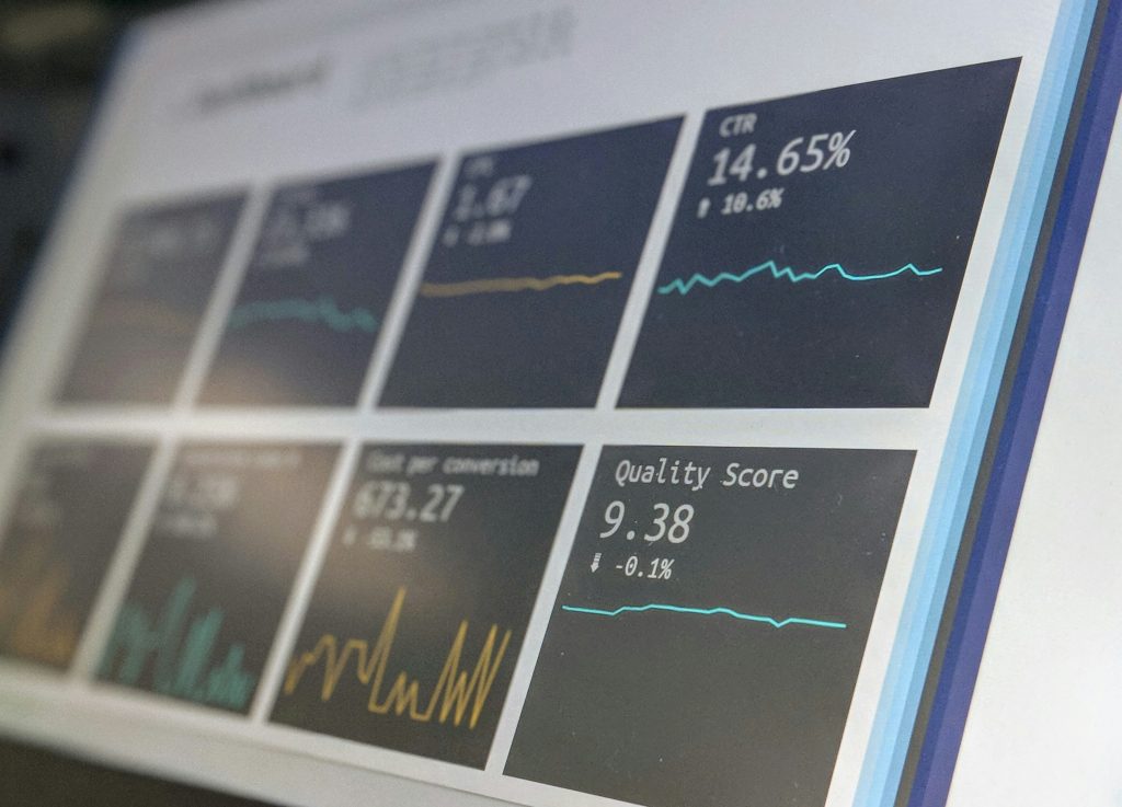 Computer Screen with Performance metrics shown