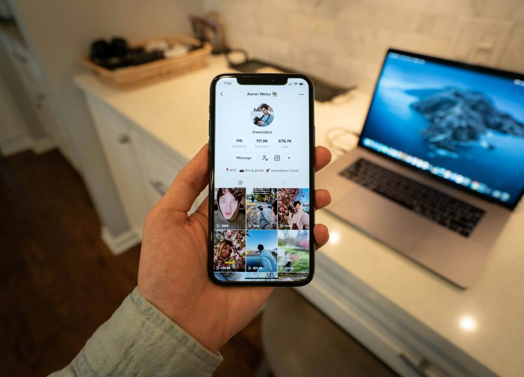 smartphone open on a tiktok account